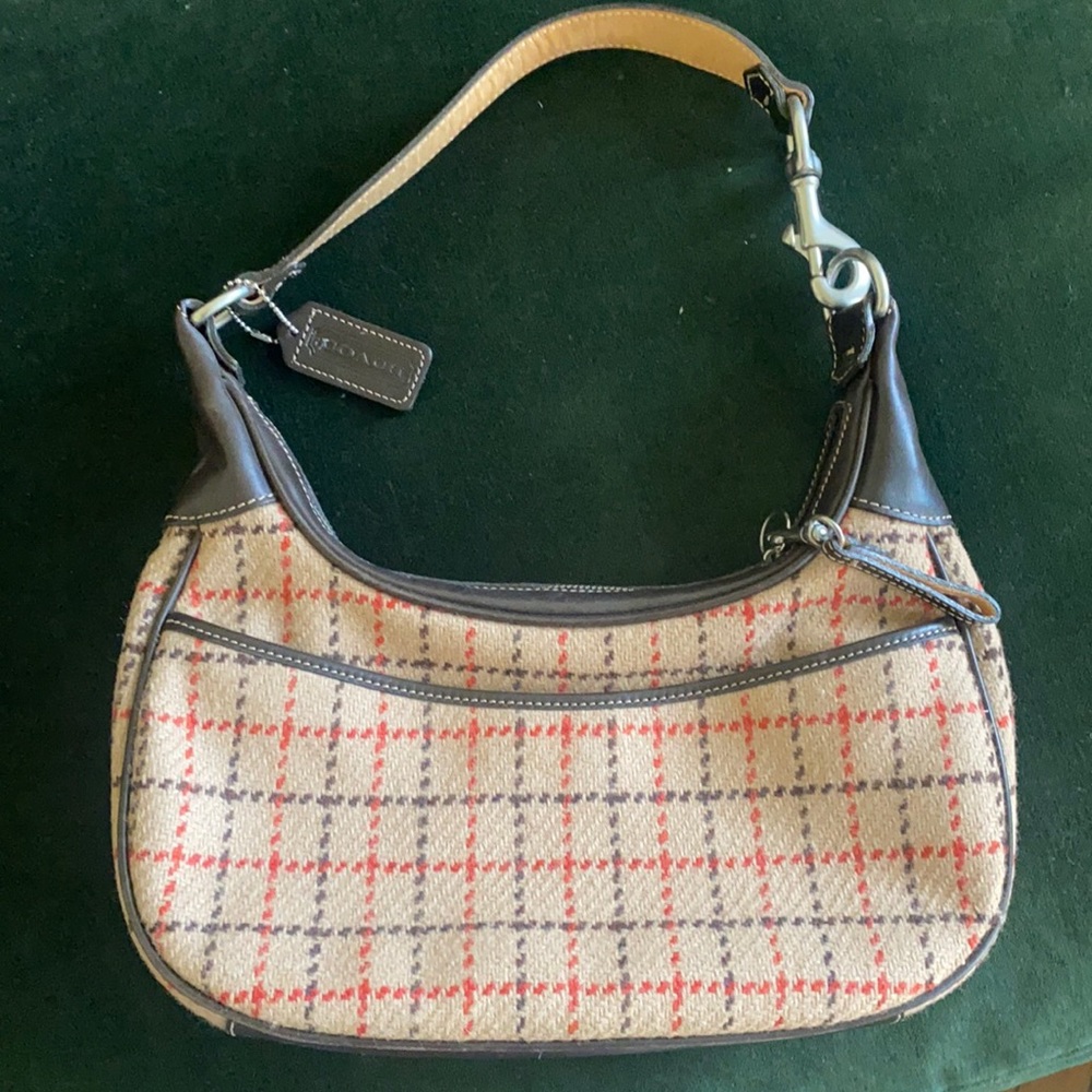 VINTAGE COACH tweed plaid coach bag + wallet circa yr 2000 like new condition